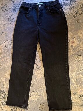 Abercrombie Curve Love Ultra High-Rise Black Straight Leg Jeans - Size 10s